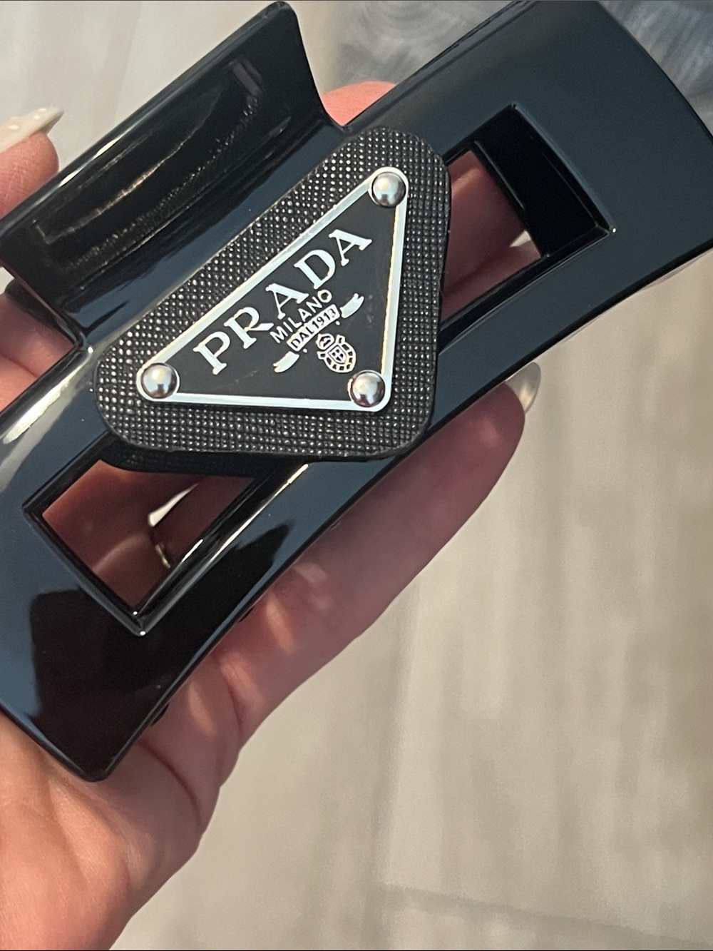 Black Logo Hair Clip